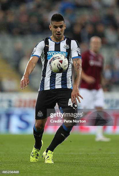 Aleksandar Mitrovic of Newcastle United in action during the Capital One Cup Second Round between Newcastle United and Northampton Town at St James'...