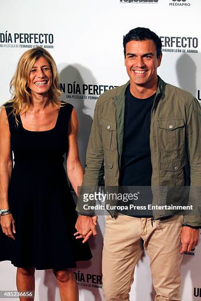 Pedro Sanchez and Begona Fernandez attend 'A perfect day' premiere on August 25, 2015 in Madrid, Spain.