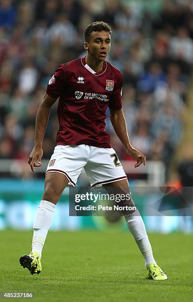 Dominic Calvert-Lewin of Northampton Town in action during the Capital One Cup Second Round between Newcastle United and Northampton Town at St...