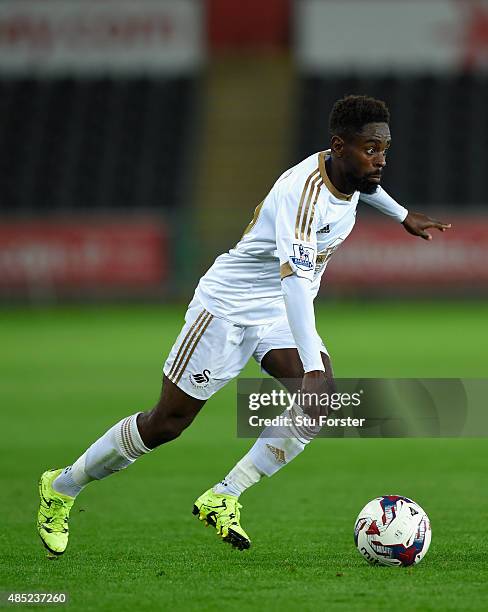 Swansea player Nathan Dyer in action during the Capital One Cup Second Round match between Swansea City and York City at Liberty Stadium on August...