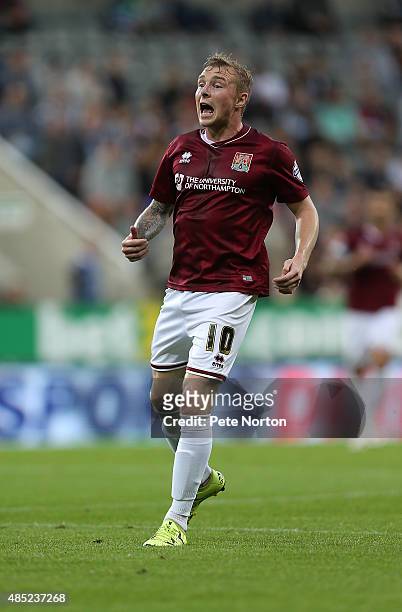 Nicky Adams of Northampton Town in action during the Capital One Cup Second Round between Newcastle United and Northampton Town at St James' Park on...