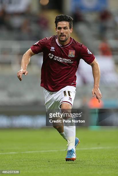 David Buchanan of Northampton Town in action during the Capital One Cup Second Round between Newcastle United and Northampton Town at St James' Park...