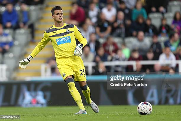 Karl Darlow of Newcastle United in action during the Capital One Cup Second Round between Newcastle United and Northampton Town at St James' Park on...