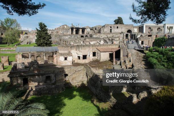 General view of the archaeological site on April 12, 2014 in Pompei, Italy. The Italian government has enacted a series of provisions for the...
