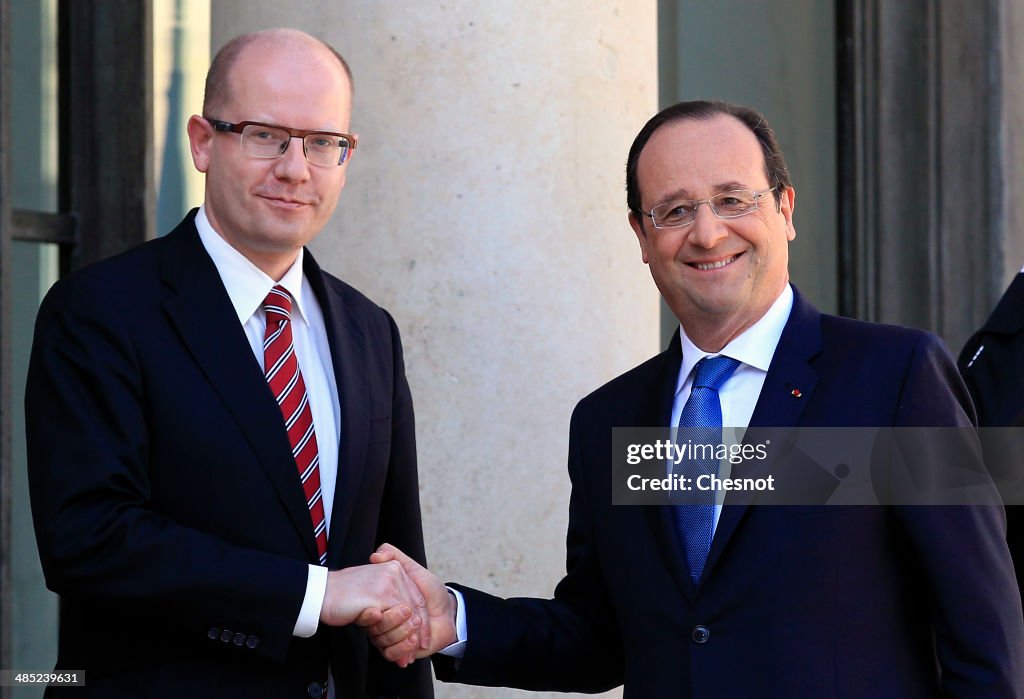 French President Francois Hollande Receives Czech Prime Minister Bohuslav Sobotka