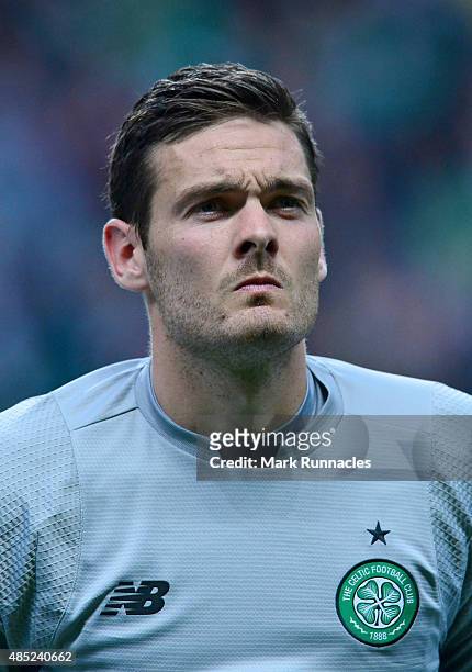 Craig Gordon of Celtic in action during the UEFA Champions League Qualifying play off first leg match, between Celtic FC and Malmo FF at Celtic Park...