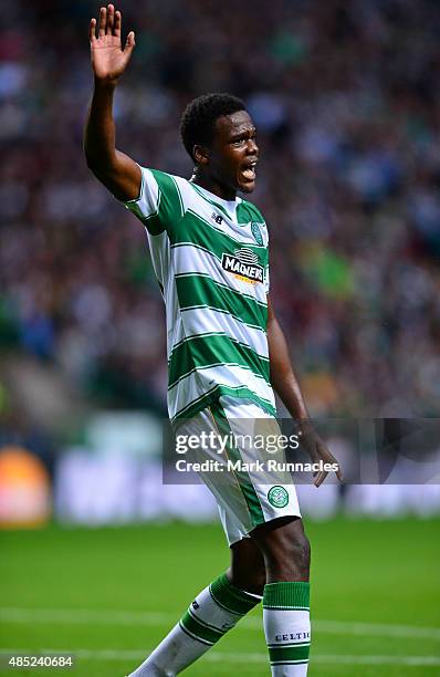 Dedryck Boyata of Celtic in action during the UEFA Champions League Qualifying play off first leg match, between Celtic FC and Malmo FF at Celtic...