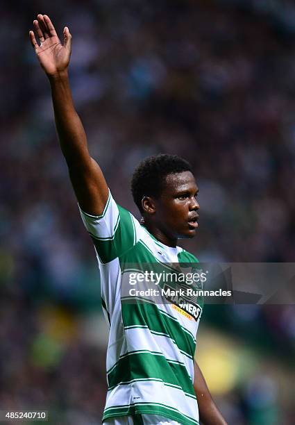 Dedryck Boyata of Celtic in action during the UEFA Champions League Qualifying play off first leg match, between Celtic FC and Malmo FF at Celtic...