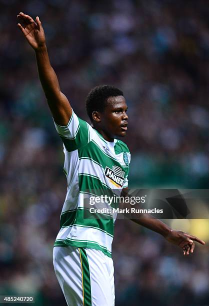 Dedryck Boyata of Celtic in action during the UEFA Champions League Qualifying play off first leg match, between Celtic FC and Malmo FF at Celtic...