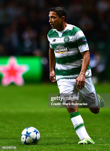 Emilio Izaguirre of Celtic in action during the UEFA Champions League Qualifying play off first leg match, between Celtic FC and Malmo FF at Celtic...