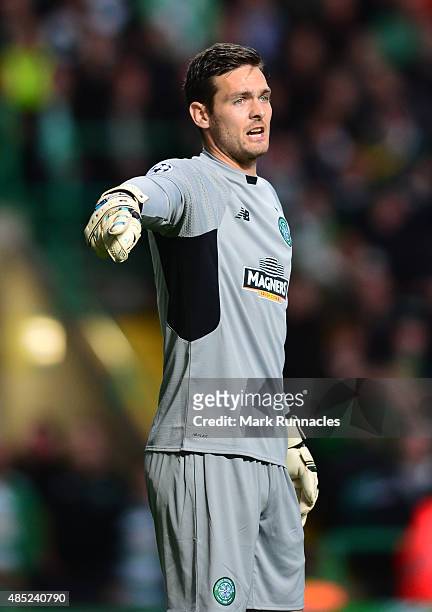 Craig Gordon of Celtic in action during the UEFA Champions League Qualifying play off first leg match, between Celtic FC and Malmo FF at Celtic Park...