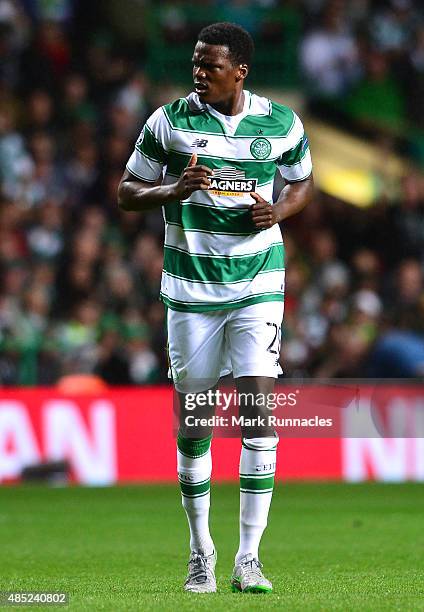 Dedryck Boyata of Celtic in action during the UEFA Champions League Qualifying play off first leg match, between Celtic FC and Malmo FF at Celtic...