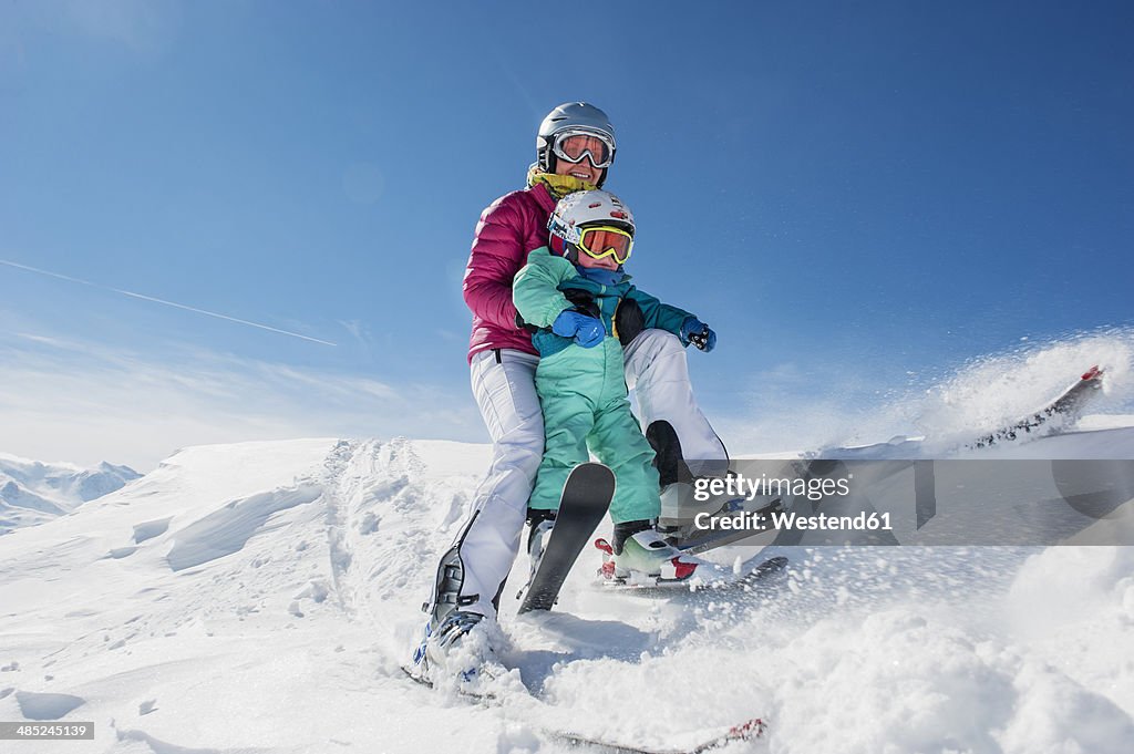 Austria, Salzburg Country, Altenmarkt-Zauchensee, Family skiing in mountains