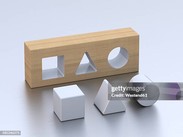 ilustraciones, imágenes clip art, dibujos animados e iconos de stock de geometric forms on white ground, 3d rendering - par