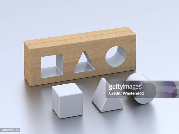 geometric forms on white ground, 3d rendering - simplicity stock illustrations