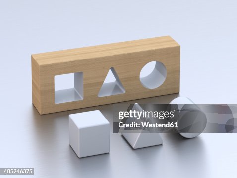 Geometric forms on white ground, 3D Rendering Geometric forms on white ground, 3D Rendering