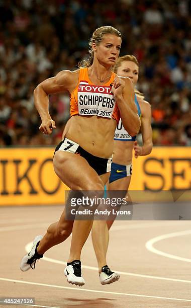 Dafne Schippers of the Netherlands competes in the Women's 200 metres heats during day five of the 15th IAAF World Athletics Championships Beijing...