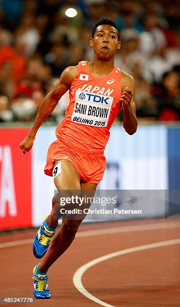 Abdul Hakim Sani Brown of Japan competes in the Men's 200 metres semi-final during day five of the 15th IAAF World Athletics Championships Beijing...