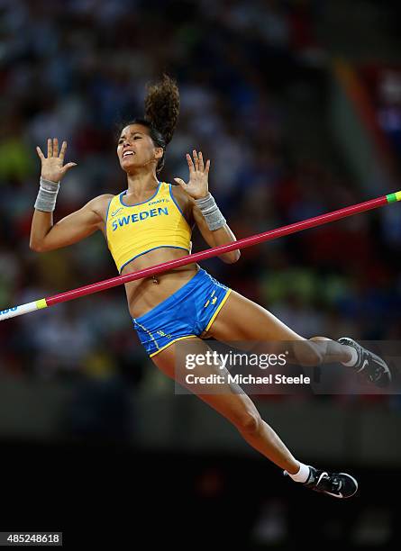 Angelica Bengtsson of Sweden competes in the Women's Pole Vault final during day five of the 15th IAAF World Athletics Championships Beijing 2015 at...