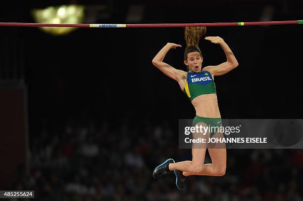 Brazil's Fabiana Murer competes in the final of the women's pole vault athletics event at the 2015 IAAF World Championships at the "Bird's Nest"...