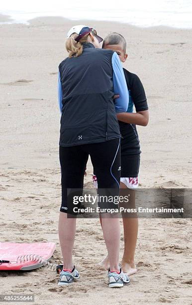 Princess Cristina of Spain and her son Miguel Urdangarin are seen on August 04, 2015 in Bidart, France.