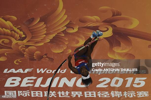 Cuba's Yarisley Silva competes in the final of the women's pole vault athletics event at the 2015 IAAF World Championships at the "Bird's Nest"...