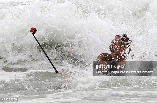 Inaki Urdangarin and his son Miguel Urdangarin are seen on August 04, 2015 in Bidart, France.