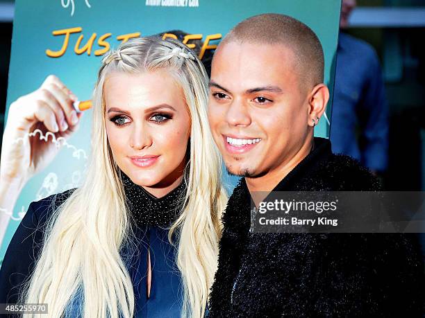 Singer Ashlee Simpson and husband actor Evan Ross arrive at the Los Angeles Special Screening of 'Just Before I Go' at ArcLight Hollywood on April...