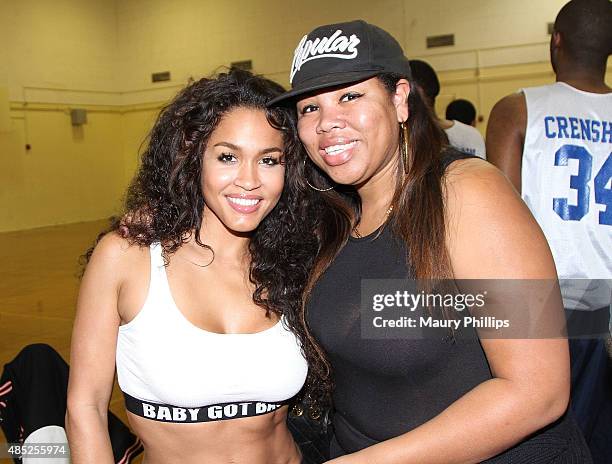 Rosa Acosta and Raquel Harper attend a Celebrity Basketball Game at Crenshaw High School on June 6, 2015 in Los Angeles, California.