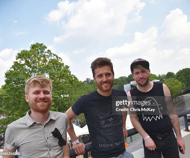 Tommy Siegel, Ben Thornewill, and Jesse Kristin of Jukebox The Ghost perform during day 1 of the 3rd Annual Shaky Knees Music Festival at Atlanta...