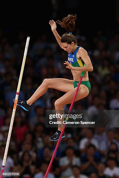 Fabiana Murer of Brazil competes in the Women's Pole Vault final during day five of the 15th IAAF World Athletics Championships Beijing 2015 at...