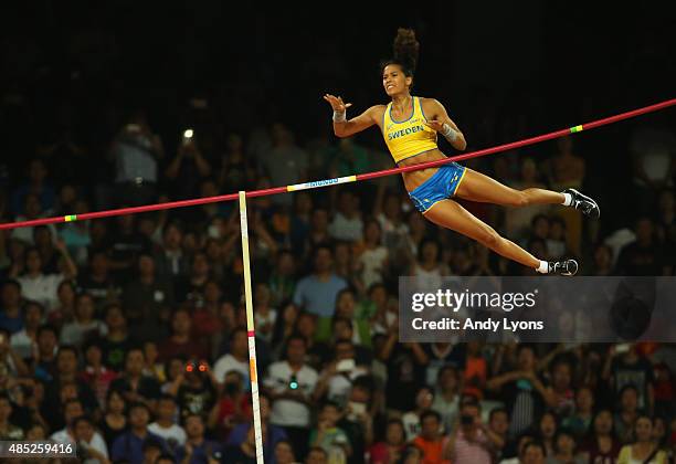 Angelica Bengtsson of Sweden competes in the Women's Pole Vault final during day five of the 15th IAAF World Athletics Championships Beijing 2015 at...