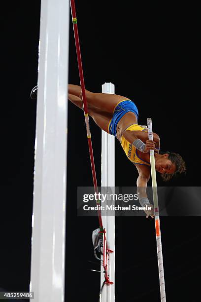 Angelica Bengtsson of Sweden competes in the Women's Pole Vault final during day five of the 15th IAAF World Athletics Championships Beijing 2015 at...