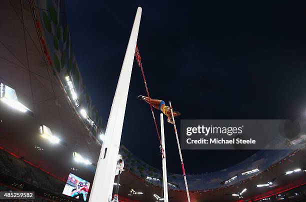 Angelica Bengtsson of Sweden competes in the Women's Pole Vault final during day five of the 15th IAAF World Athletics Championships Beijing 2015 at...