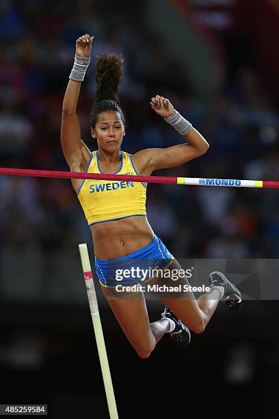 Angelica Bengtsson of Sweden competes in the Women's Pole Vault final during day five of the 15th IAAF World Athletics Championships Beijing 2015 at...