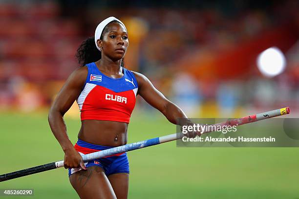 Yarisley Silva of Cuba competes in the Women's Pole Vault final during day five of the 15th IAAF World Athletics Championships Beijing 2015 at...