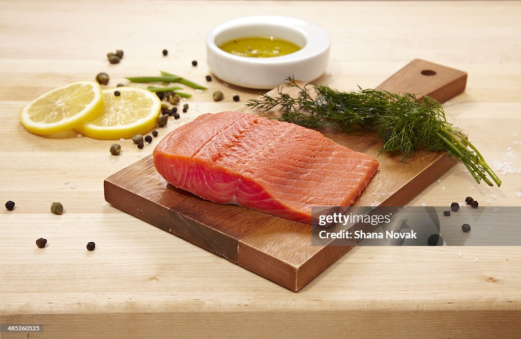 Raw Wild Salmon With Seasonings