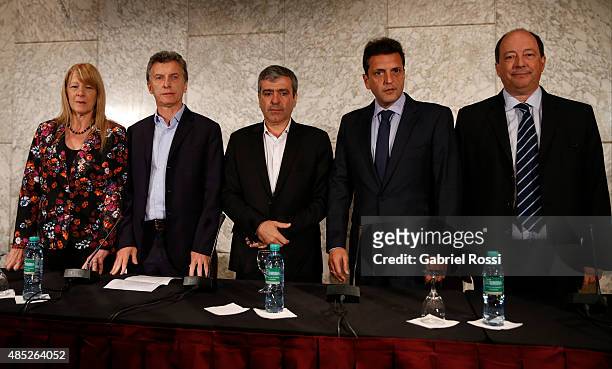 Margarita Stolbizer presidential candidate for Progresistas, Mauricio Macri Presidential Candidate for Cambiemos, Jose Cano candidate for Governor of...
