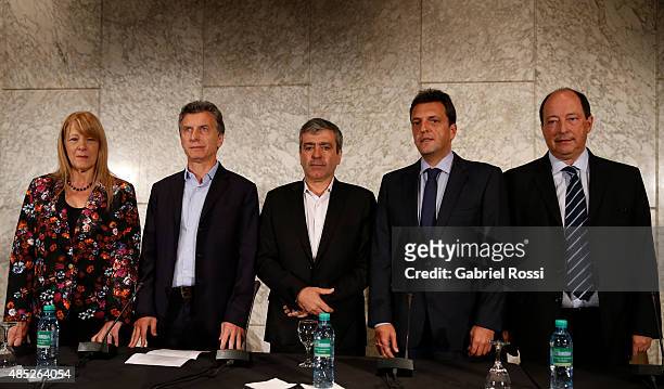 Margarita Stolbizer presidential candidate for Progresistas, Mauricio Macri Presidential Candidate for Cambiemos, Jose Cano candidate for Governor of...