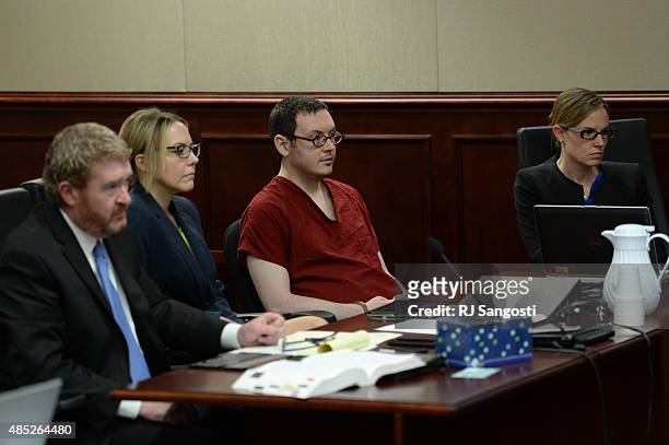 James Holmes appears in court with his attorneys, Daniel King, Katherine Spengler and Kristen Nelson, to be formally sentenced. The formal sentencing...