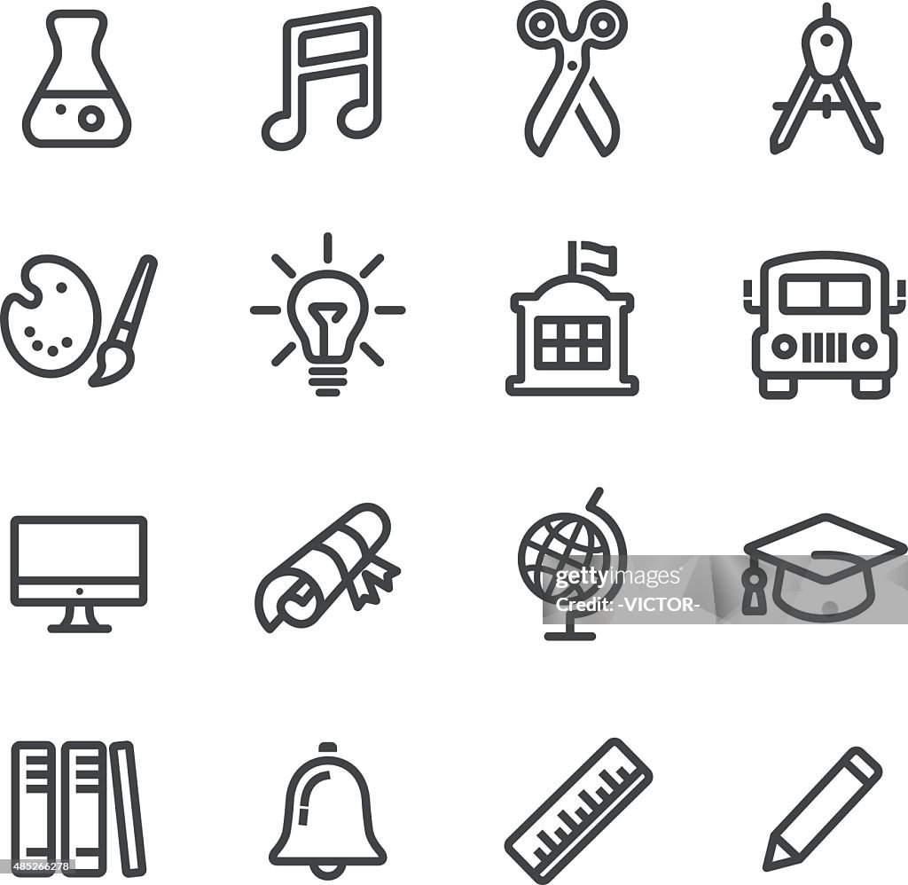 Scuola e soggetti icone-linea serie