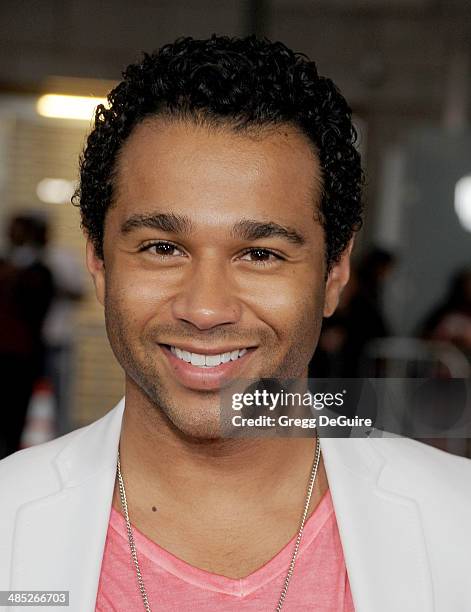 Actor Corbin Bleu arrives at the Los Angeles premiere of "A Haunted House 2" at Regal Cinemas L.A. Live on April 16, 2014 in Los Angeles, California.