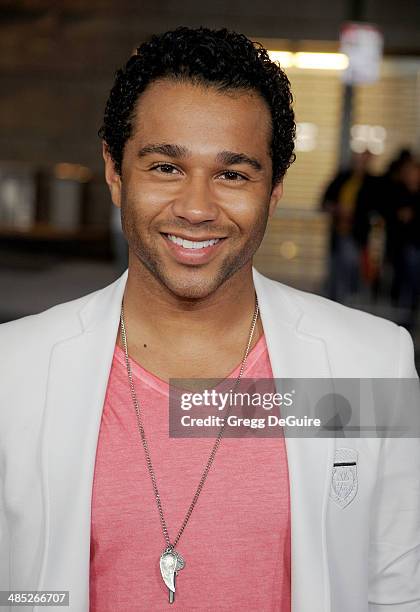 Actor Corbin Bleu arrives at the Los Angeles premiere of "A Haunted House 2" at Regal Cinemas L.A. Live on April 16, 2014 in Los Angeles, California.