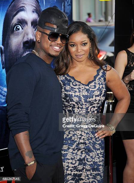 Singer Ne-Yo and actress Tamala Jones arrive at the Los Angeles premiere of "A Haunted House 2" at Regal Cinemas L.A. Live on April 16, 2014 in Los...