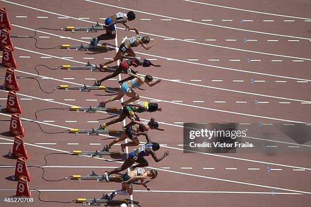 15th IAAF World Championships: Aerial view of Women's 100M in action at National Stadium. Beijing, China 8/23/2015 CREDIT: Victor Fraile