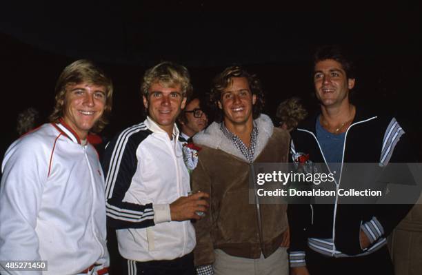 Actors Vince Van Patten and his brothers attend the Hollywood Christmas Parade in December 1980 in Los Angeles, California.