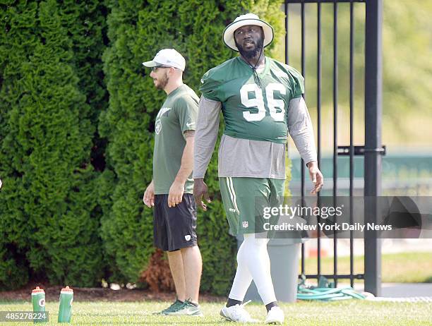 New York Jets defensive end Muhammad Wilkerson when the New York Jets held camp Tuesday, August 18, 2015 at their training facility in Florham Park,...