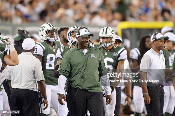 New York Jets head coach Todd Bowles in the second half when the New York Jets played the Atlanta Falcons in pre-season action Friday, August 21,...