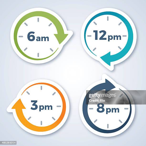 bildbanksillustrationer, clip art samt tecknat material och ikoner med clock arrow symbols - ankomst