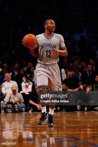 Marquis Teague of the Brooklyn Nets in action against the Atlanta Hawks at Barclays Center on April 11, 2014 in New York City. NOTE TO USER: User...